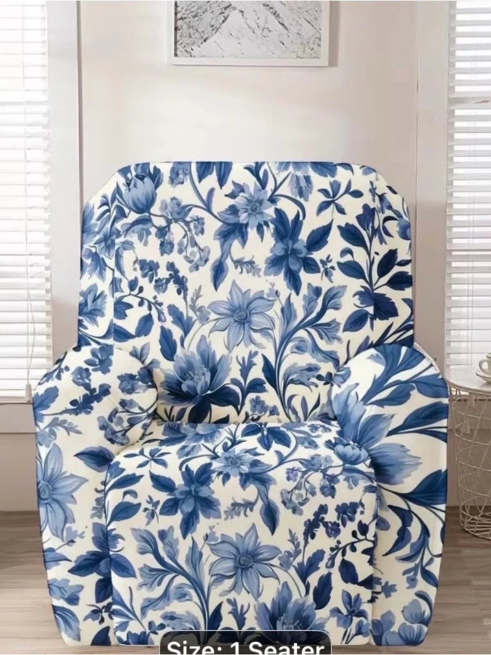 Blue Floral Recliner Slipcover. Brand new in package. 4 pcs